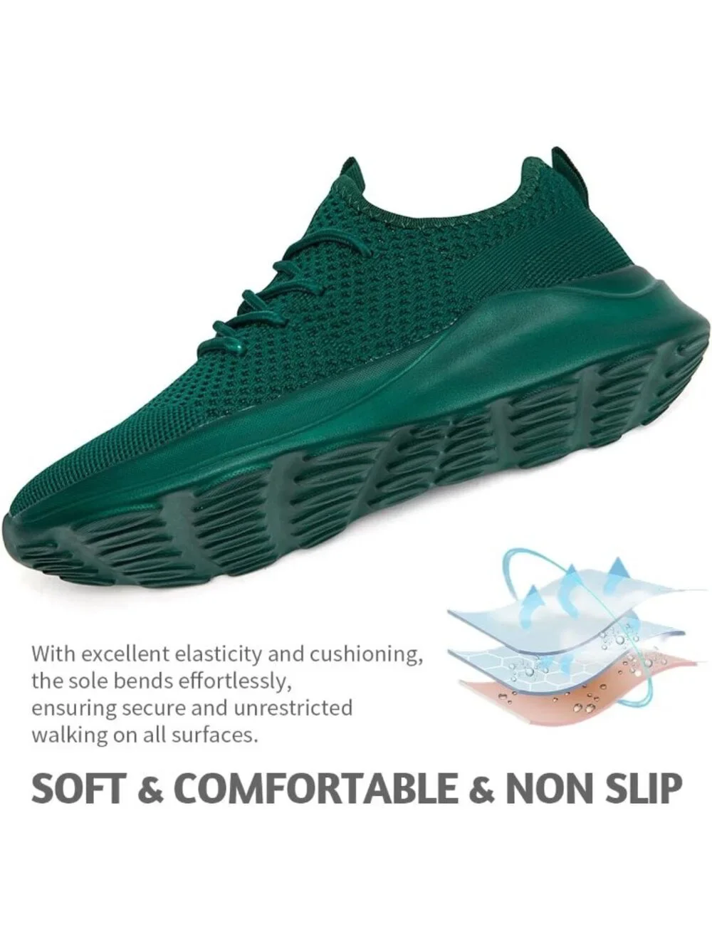 Men's Green Running Shoes Sneakers Tennis Fitness Athletic Shoes Non Slip Shoes